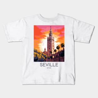 A Pop Art Travel Print of Seville - Spain Kids T-Shirt